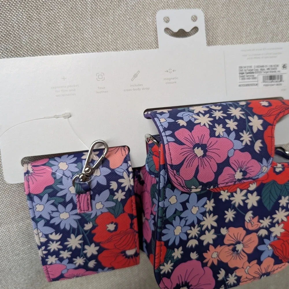Heyday Camera Case Unisex OS Navy Floral NWT Instax Mini 12 Faux Leather